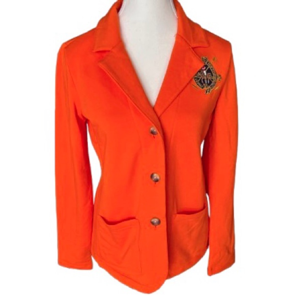 NWT Ralph Lauren Equestrian Polo Crest Blazer Orange Red Logo Jacket Horse Logo - Picture 13 of 16